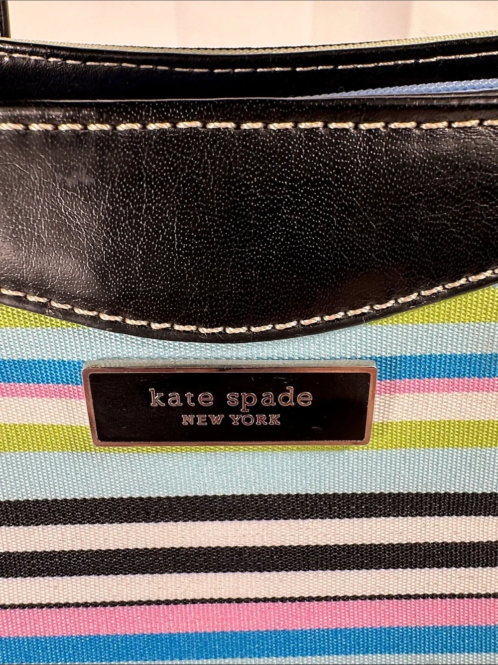 3piece Vintage kate spade Multicolor Stripe Tote w/ Wallet and checkbook holder